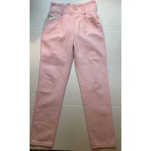 Vintage Y2K High Waist Side Zip Pink Denim Cotton 11/12 (31) Floral Deep Pocket